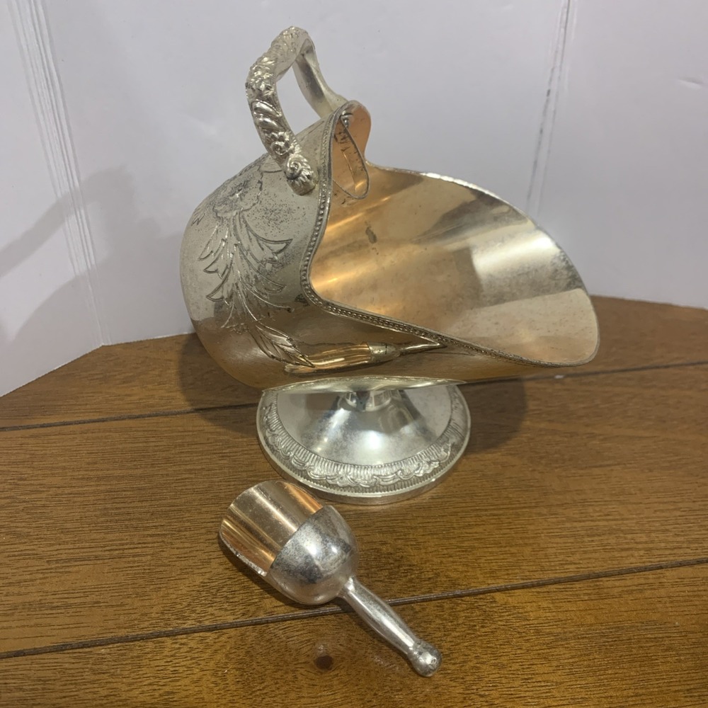 Vintage  Sugar Scuttle With Scoop Pedestal Sugar Spice Nuts Mints